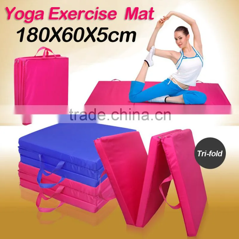 6x2'x2" Gymnastics Gym Folding Exercise Aerobics Mats Pink Stretching Yoga Mat
