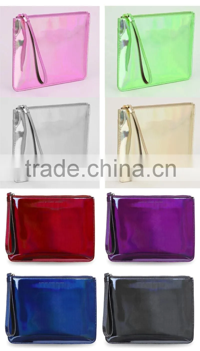 Metallic Silver leather Wristlets wallet