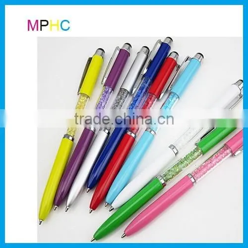 High Quality Screen Touch Stylus Metal Ballpoint Pen with Crystal decoration