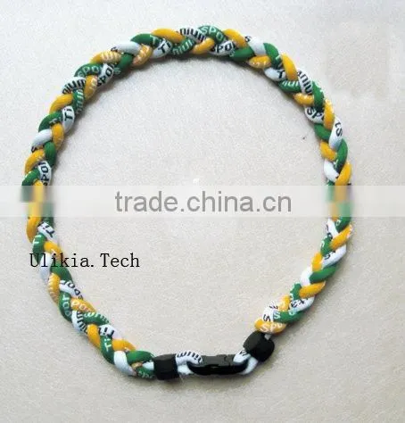 2011 Hot selling Germanium&Titanium Tri braided sports necklace with 18colors