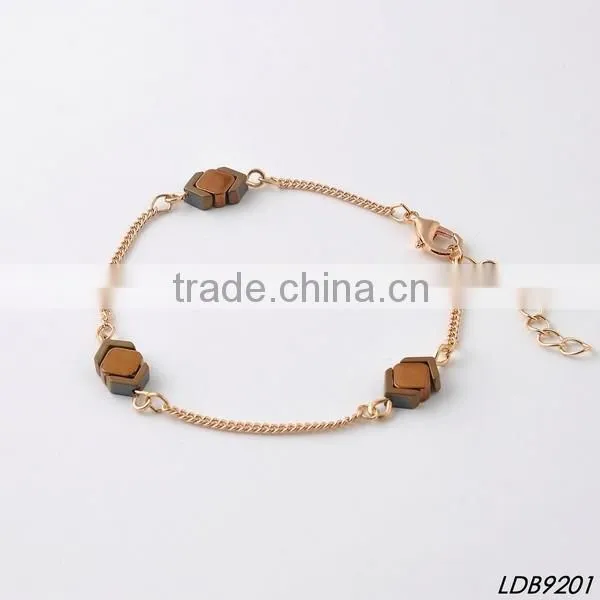 Gold Plated Clear Stone Pendant Bracelets