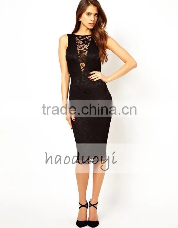 2014 HIgh-Rank quality fabrics lace U backless lace sexy elastane v front dresses