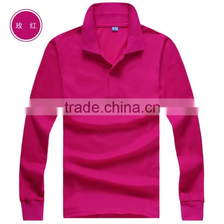 Cheap Price 100% Polyester Long Sleeve Polo Shirt With Pockets