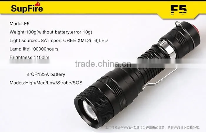 Hot seller SupFire F5 mini portable LED flashlight torch with clip