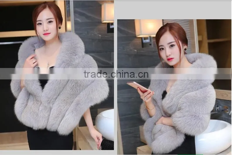 Factory Direct Wholesale Price Shawl New Fashion Colorfurl Women Fox Fur Cape