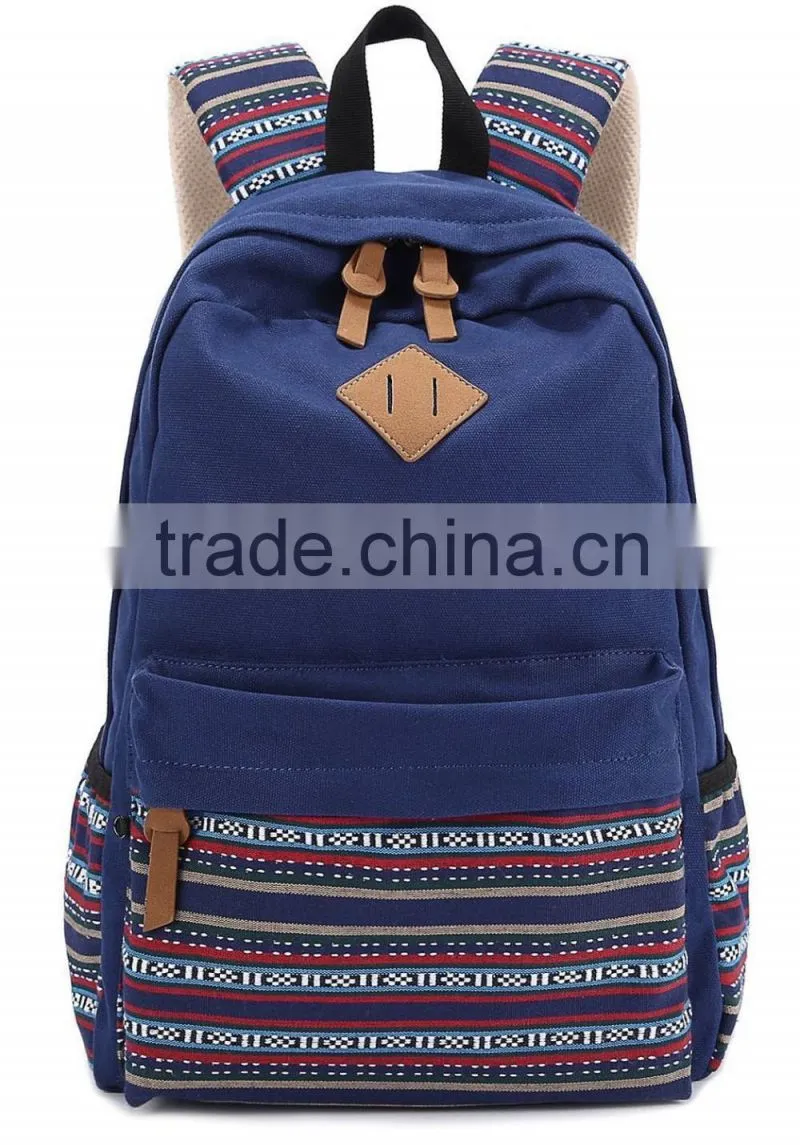 fashionable large capacity canvas laptop school backpack