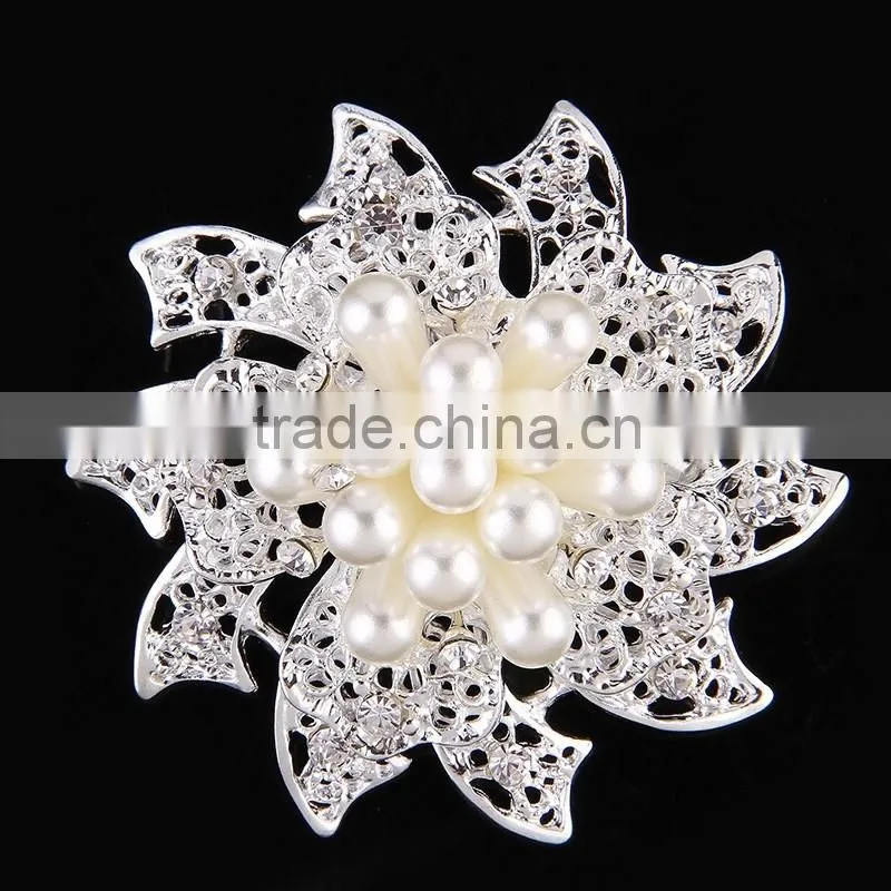 Three Pearls Rhinestone Brooch Pins,Cappa Rhinestone Buckle