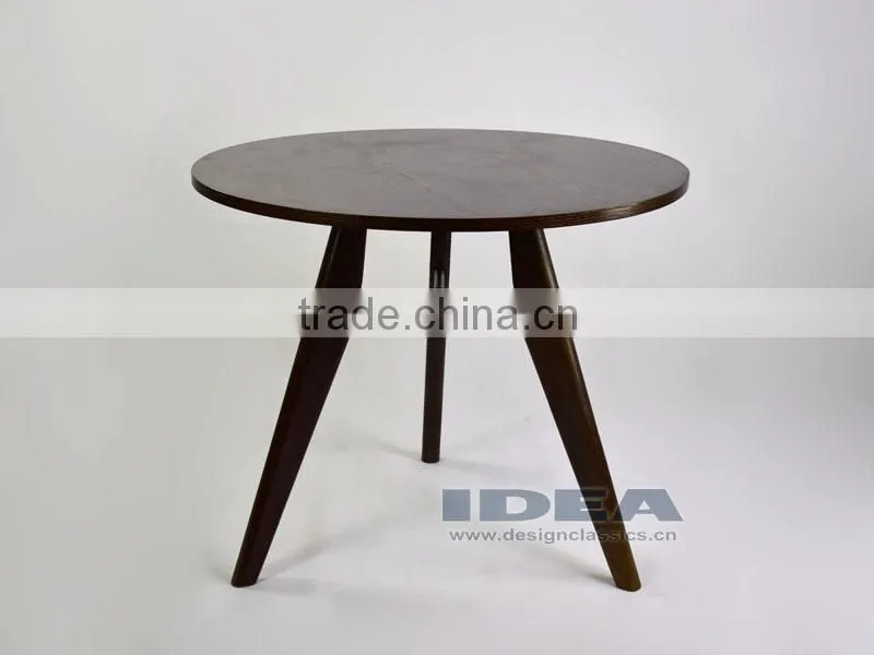 Replica Jean Prouve Gueridon Dining Table - Solid Ash Stained in Walnut color