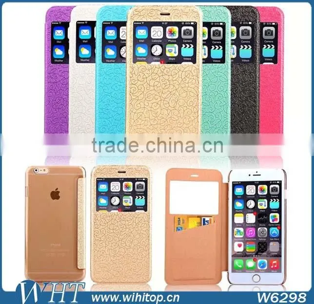 Flip PU Leather Case with Window for iPhone 6 Plus 5.5", Window View Smart Case for iPhone 6 Plus