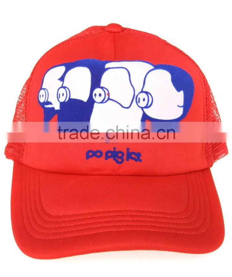red 5 panel custom foam image printing trucker hats