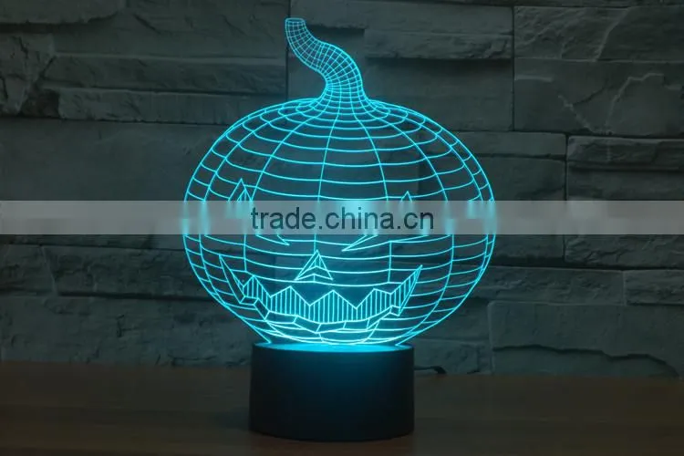Christmas Gift !3D illusion bulbing Night Light Lamp 7 Color Change Touch Switch Novelty Pumpkin mini light For Hallowen