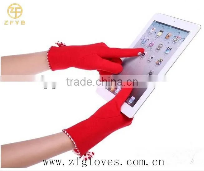 Red Color Wool Glove For Touch Screen