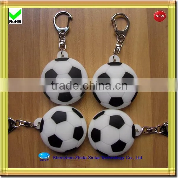 football shape silicone rubber led cheap keychains in bulk