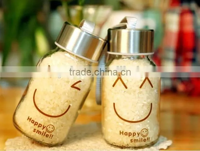 Pattern Colored Glass Drinking Bottles With ScrewMetal Lids