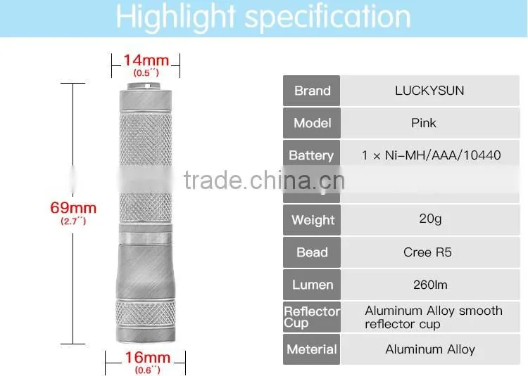 LuckySun Cool Blinking Gifts 200m long range 10440 AAA battery led Torch Lights mini flashlight