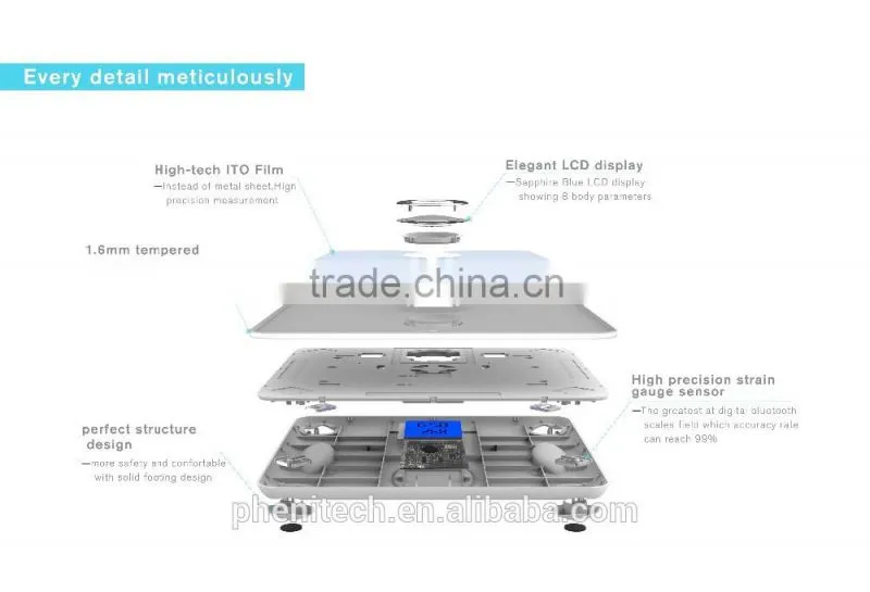 Body fat scale bluetooth electronic bathroom weighting scale with CE