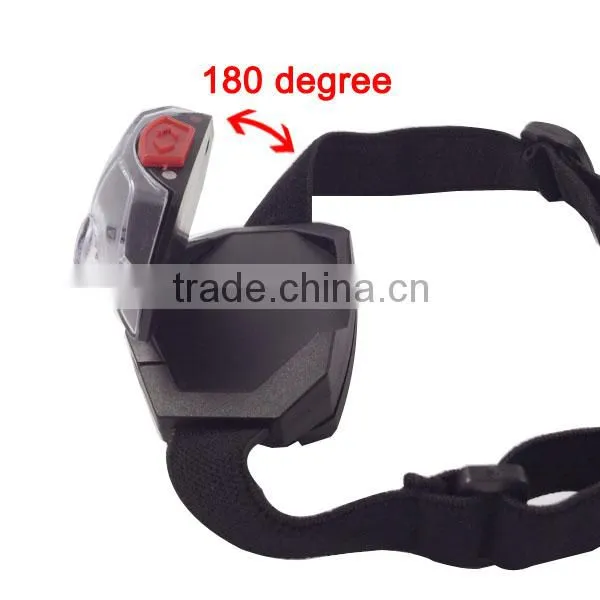 T03 1red led + 2 LED Plastic Headlamp Traillight Camping light head torch 3*AAA Battery support Light