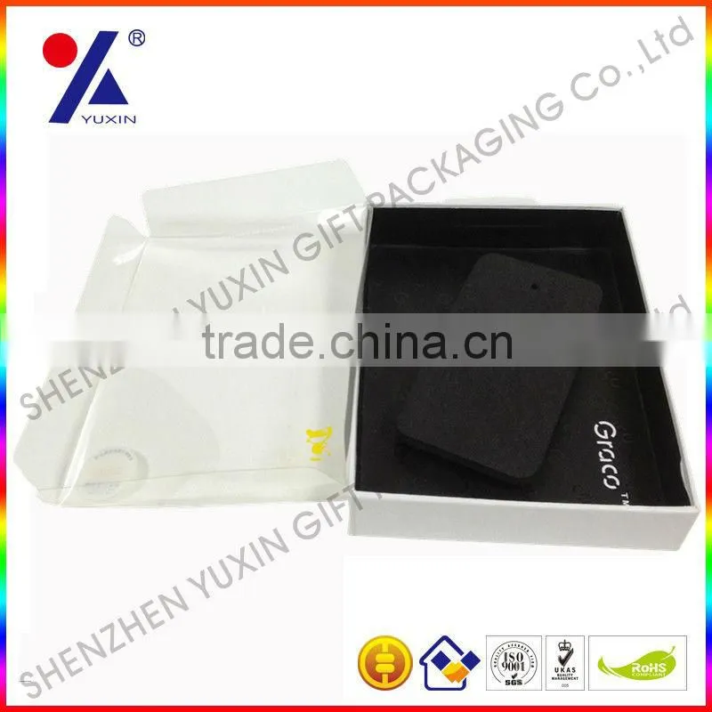 hot sell top quality hard paper gift box with clear window for iphone case/ ipad case packaging box factory price/free sample