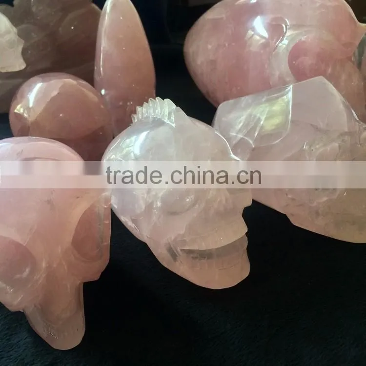 Natural Various Shaped Crystal Skull Rose Quartz Ornaments