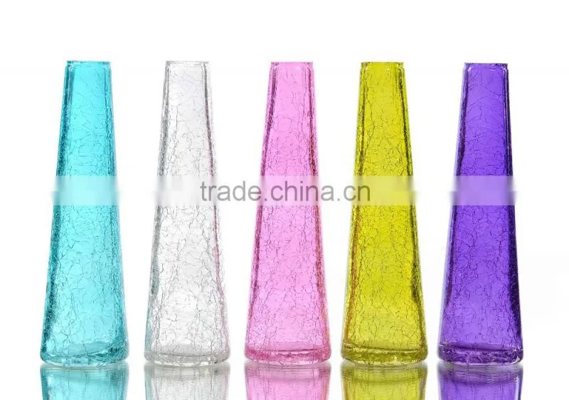 Cone Shape Explosion Grain Transparent Colored Glass Vases