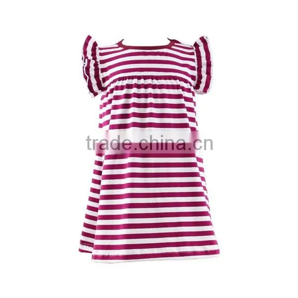 Latest design wholesale fashionable stripe dress little baby girls dress cotton baby girls dress