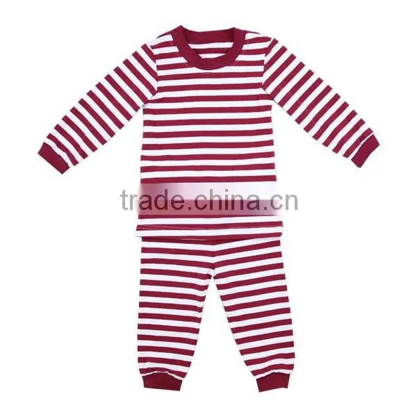 2016 pajamas set for baby toddler children boutique winter clothing cotton girls pajamas wine striped pajamas kids