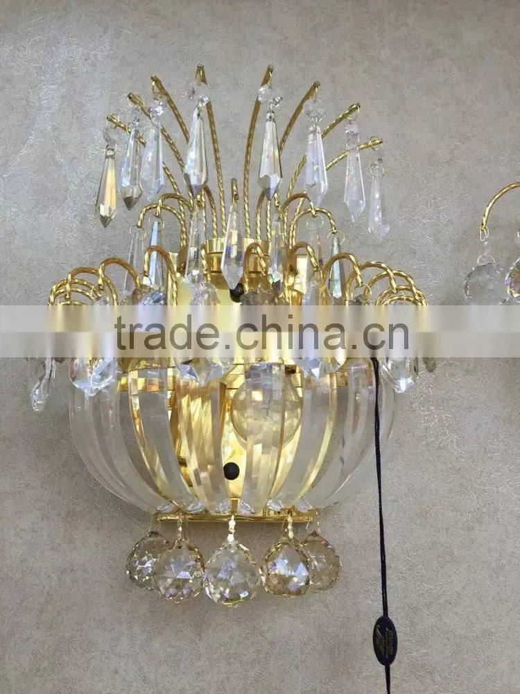luxury crystal wall lamp with gold decoration CMF--001