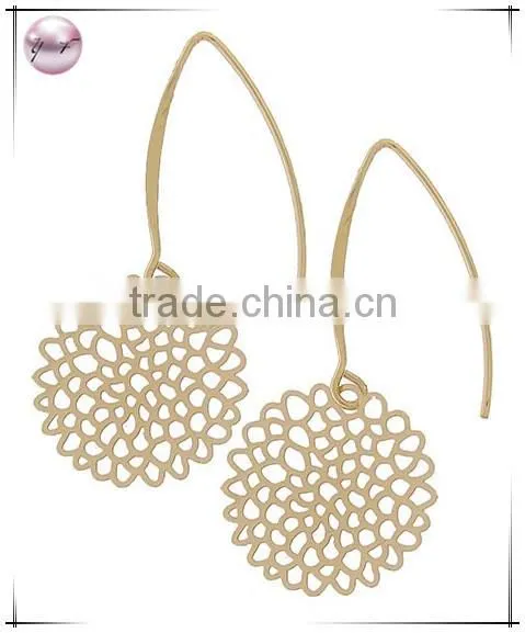 Gold Tone Thin Metal Dangle Earring Set