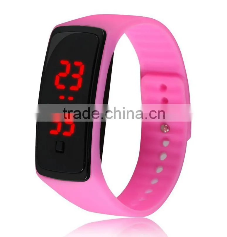 Sports style unisex silicone led light wristwatch electronic watch