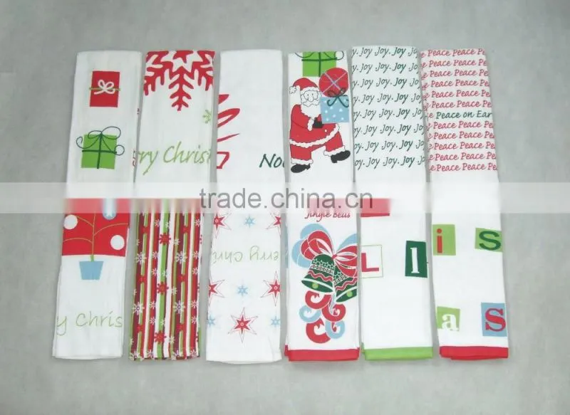 silk screen pigment custom kitchen towel cotton tea towel christmas design