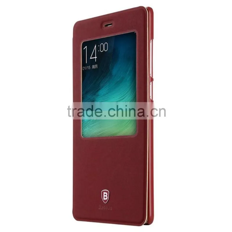 Sleep Wake Up Function Window View Silk Flip Case For Xiaomi Mi Note Leather Case