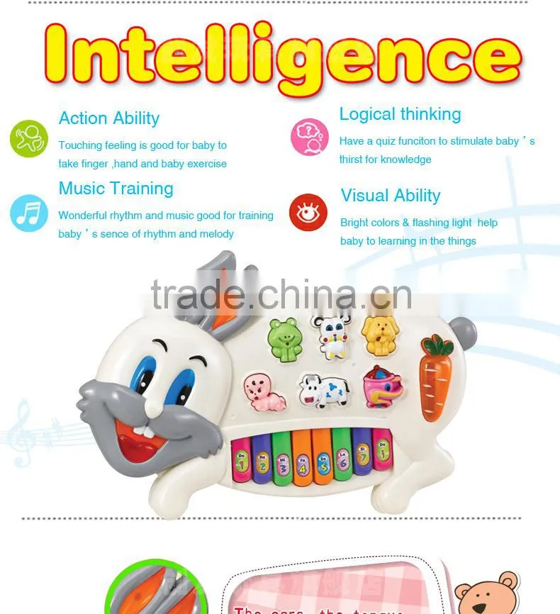 NO-3300 Hot selling education toy music instrument rabbit piano toys for kids