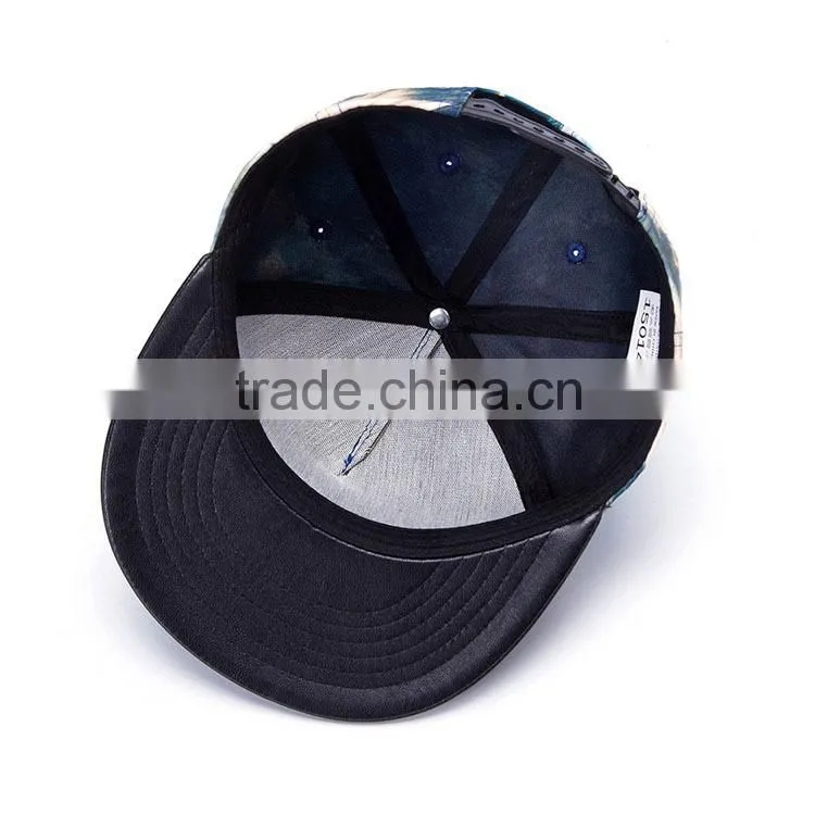 custom 5 panel blank snapback with leather brim