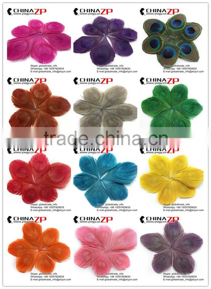 Leading Supplier CHINAZP Wholesale Top Selling Dyed Yellow Trimmed Peacock Feathers Eyes for Earrings