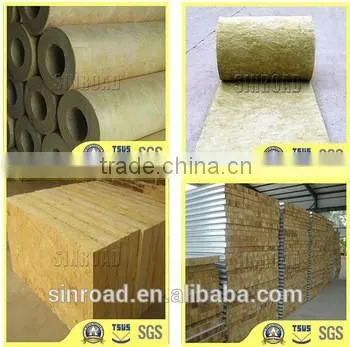 Materials Construction Water Insulated 80kg/m3 Rock Wool Pipe / Tube Fireproof Insulation