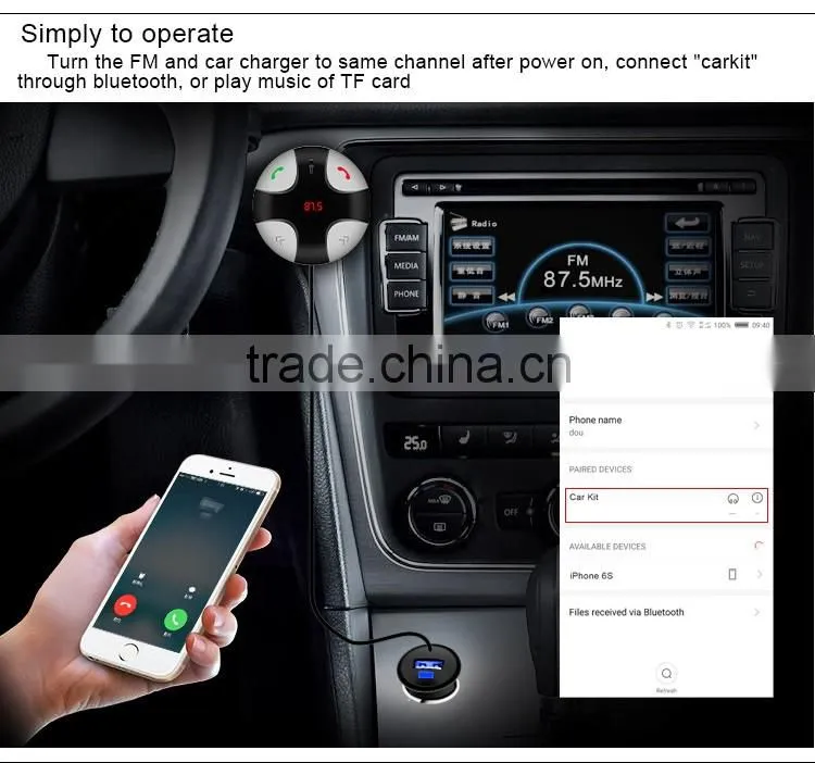 FM29B aux bluetooth car kit MP3 stereo FM transmitter car kit for phone