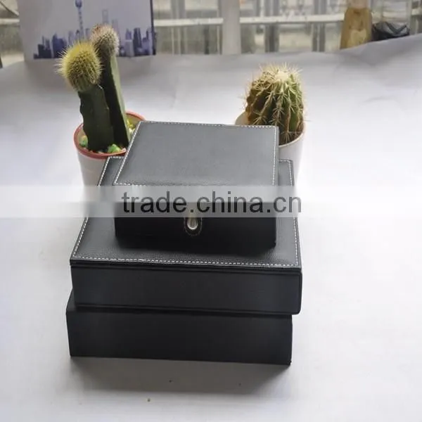 Custom made pu leather jewelry box with thread pu leather finishing