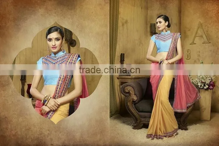 Viscose Red Resham Work Lehenga Saree