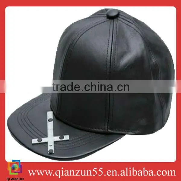 2013 new design crocodile skin 5 panel caps real black leather fabric 5 panel hats