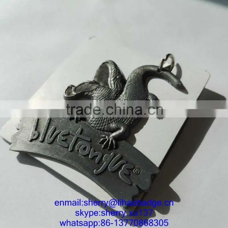 Customized Metal Zinc Alloy Crocodile Tag,Embossed Crocodile Shaped Keychain