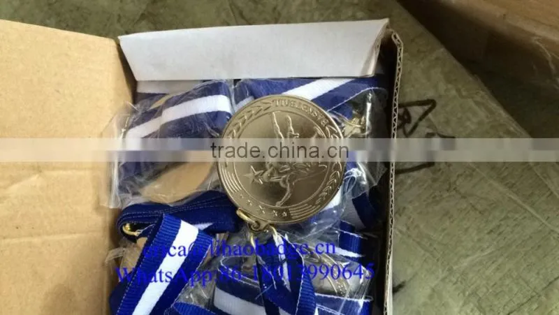 wholesales metal gold custom sport medals with ribbon
