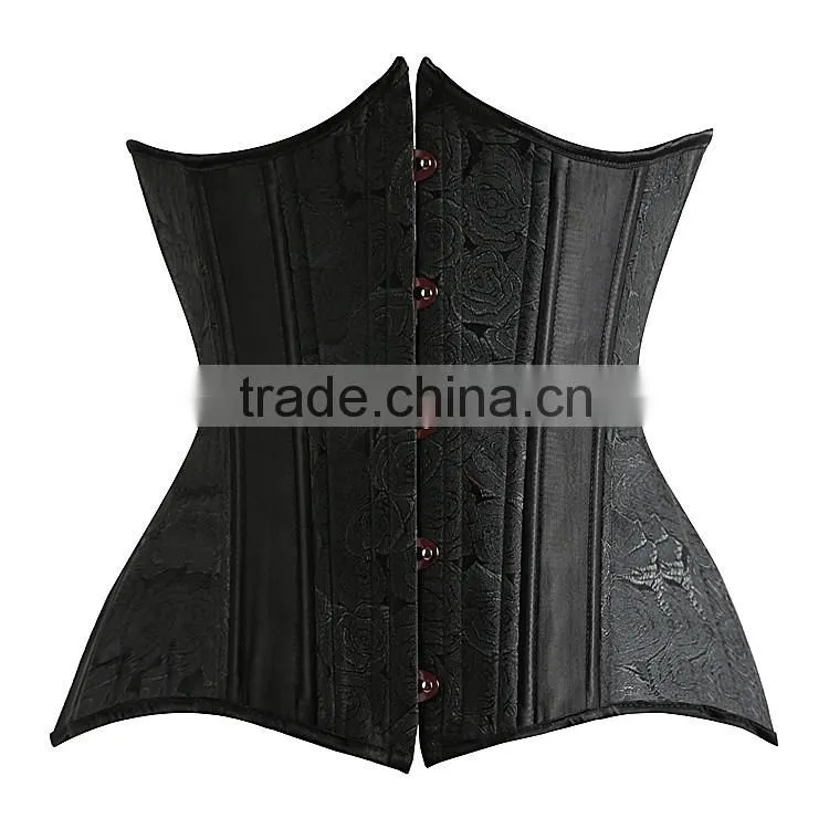 Factory price double steel boned brocade waist training corset