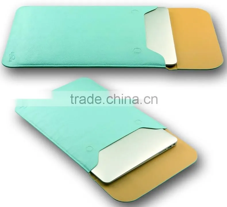 Hot PU Leather Laptop Sleeve Case For MacBook Air 11",AIR 13",Retina 12,13.3,15.4 inch,Envelope Bag