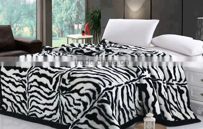Fashionable Zebra-stripe printed warm Flannel Blanket