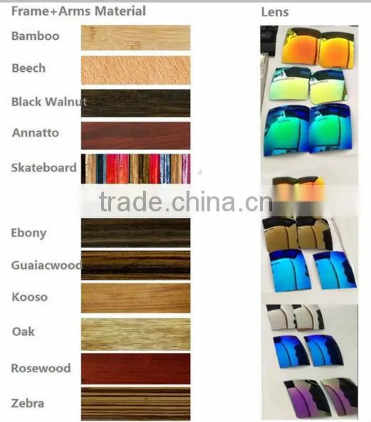 bambo sunglasses with Polarized lenses colorful bamboo sunglasses