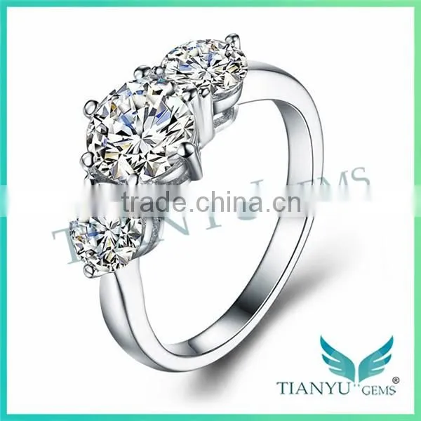 925 Sterling Sliver Wedding Rings 10 Hearts & Arrows VVS1 E-F 1Carat Moissanite Rings