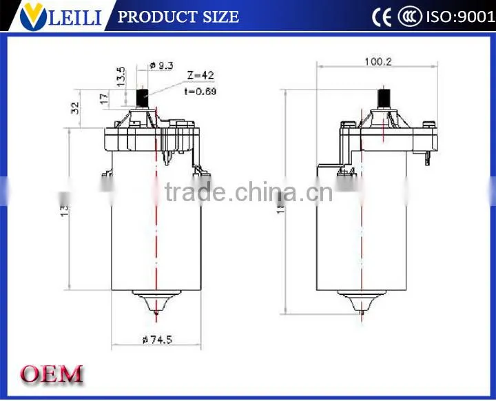 for truck windscreen wiper motor specification