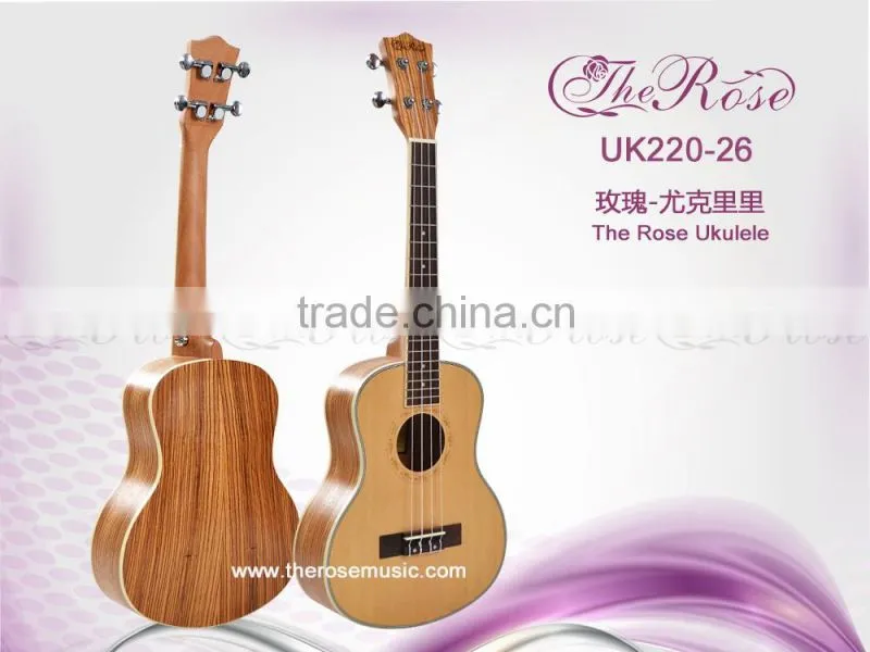 26 inch spruce+ zebrawood ukulele of high quality (UK220-26)