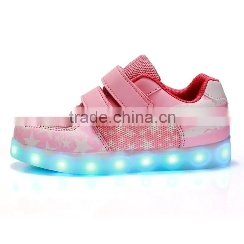 Fashionable American flag style led shoes kids light sports shoes and sneakers for adult casual 2017