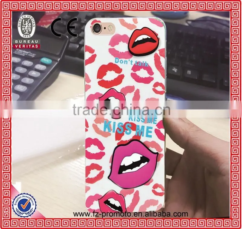Fashion Brand Red Lips Dots Flowers MJ Soft TPU Plastic Phone Case Cover For iPhone 6 4.7inch